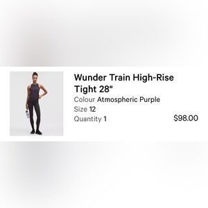 Lululemon Wunder Train HR tight 28” NWT